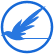 a bird within a circle, blue logo